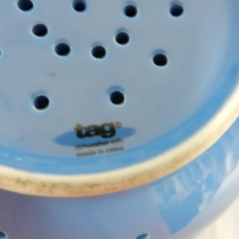 TAG colander strainer bowl ceramic insert blue Dishwasher Safe 4.5